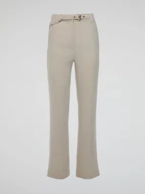 Beige Flared Trousers