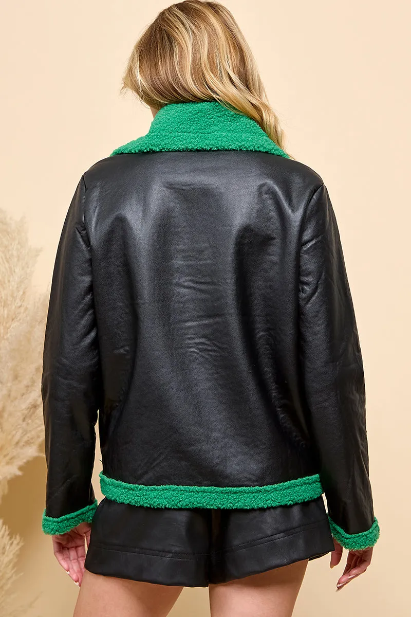 Faux Leather Shearling Jacket