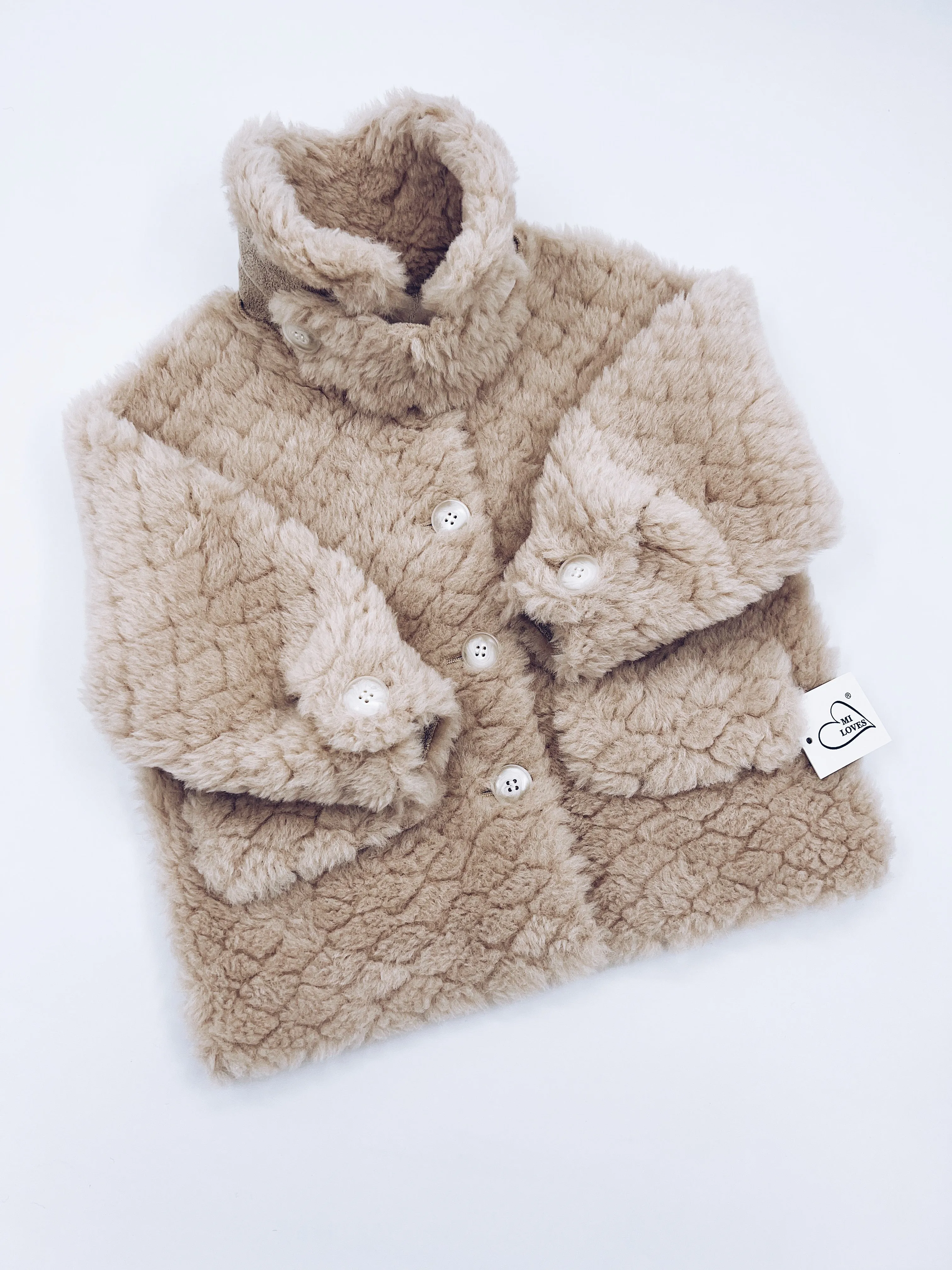 MI LOVES SIGNATURE Shearling Jacket Beige