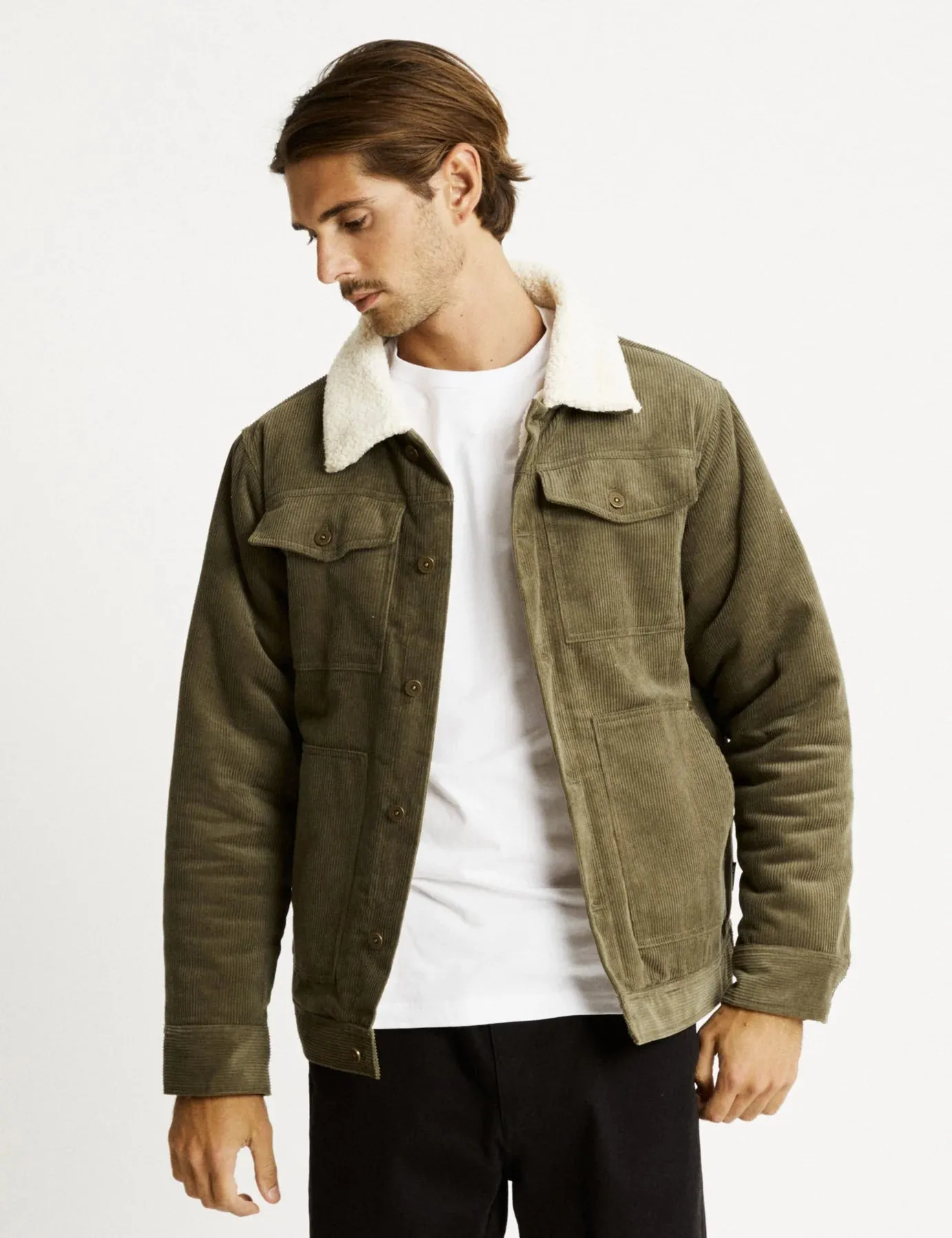 Stockyard Sherpa Jacket Cord - Olive