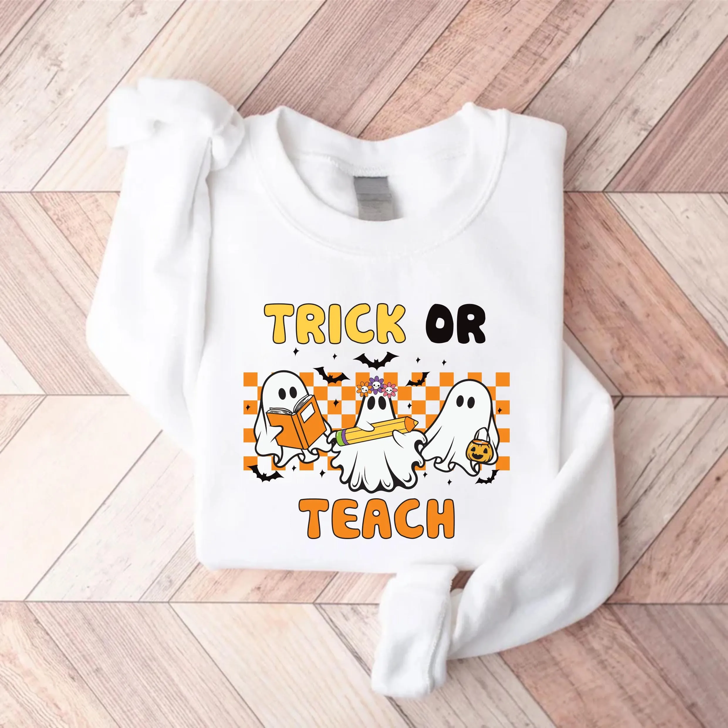 Teacher Halloween Sweatshirt, Trick or Teach Sweatshirt, Spooky Teacher Sweatshirt, Teacher Halloween Gift, Ghost Halloween Teacher Shirt