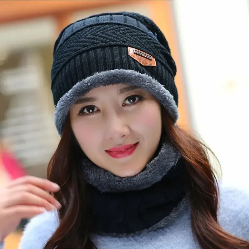 Winter Beanie Hat with Scarf