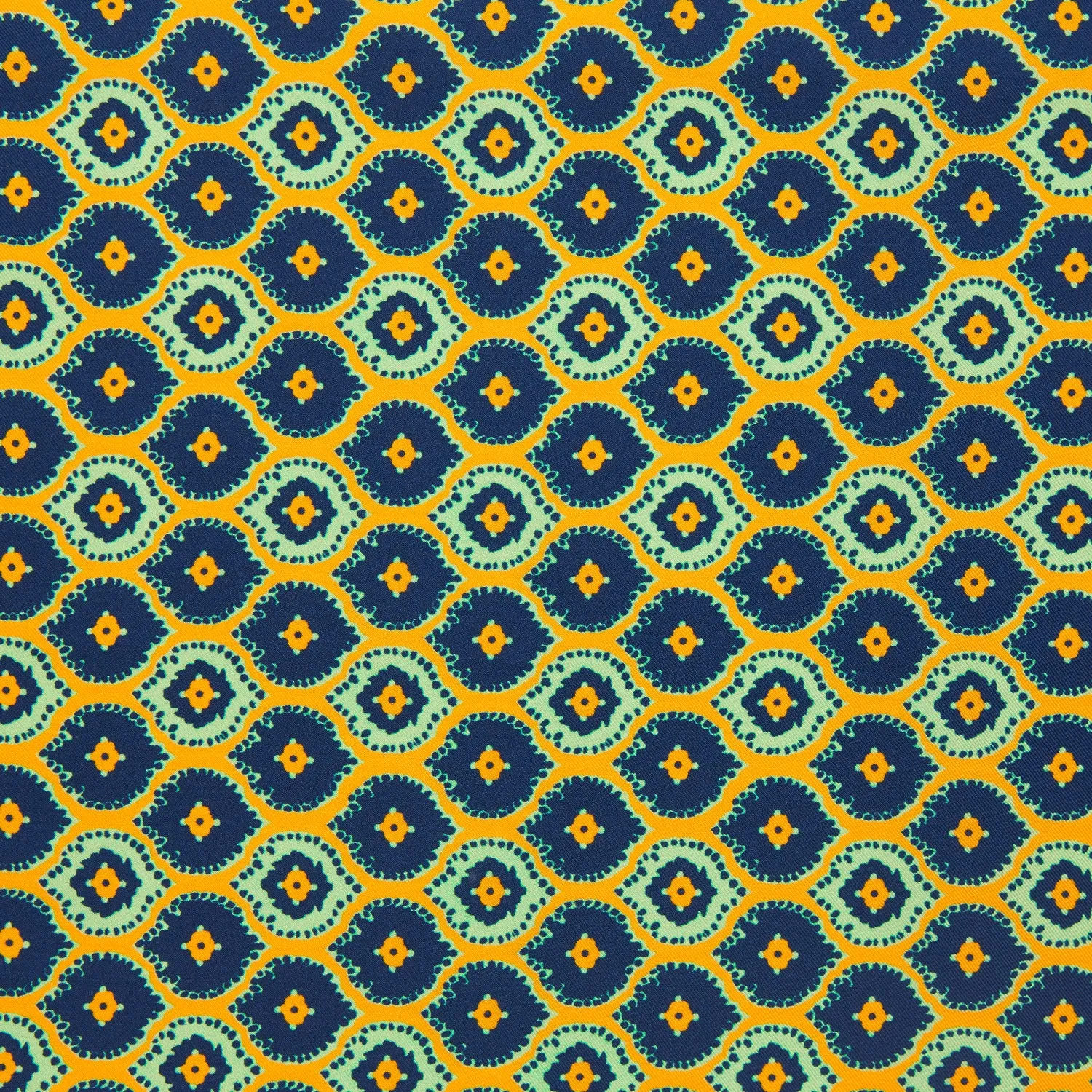 Yellow Medallion Print Silk Pocket Square